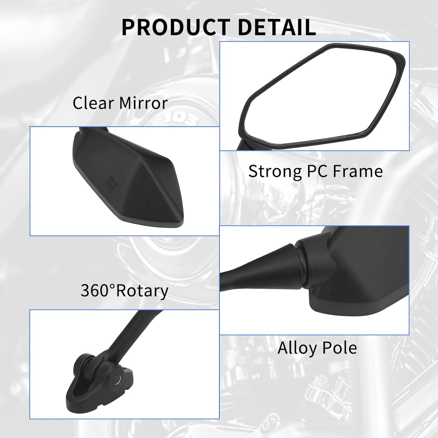 Rear View Side Mirrors for Electric Motorcycle